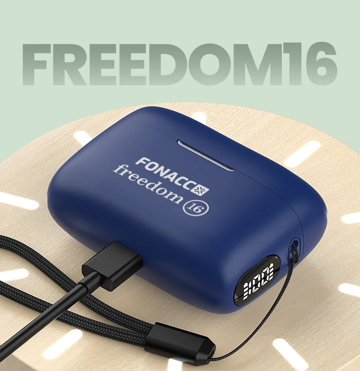 FONACC Freedom 16 TWS Earbuds, Unmatched Audio Experience with Noise-Cancelling Over-Ear, 12-Hour Playtime, Voice Assistant, and True Copper Speaker Tech Bluetooth 5.3
