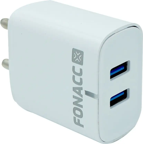 FONACC 2.4A Two USB Ports Mobile Wall Charger with 2.4A Micro Cable Free (White)