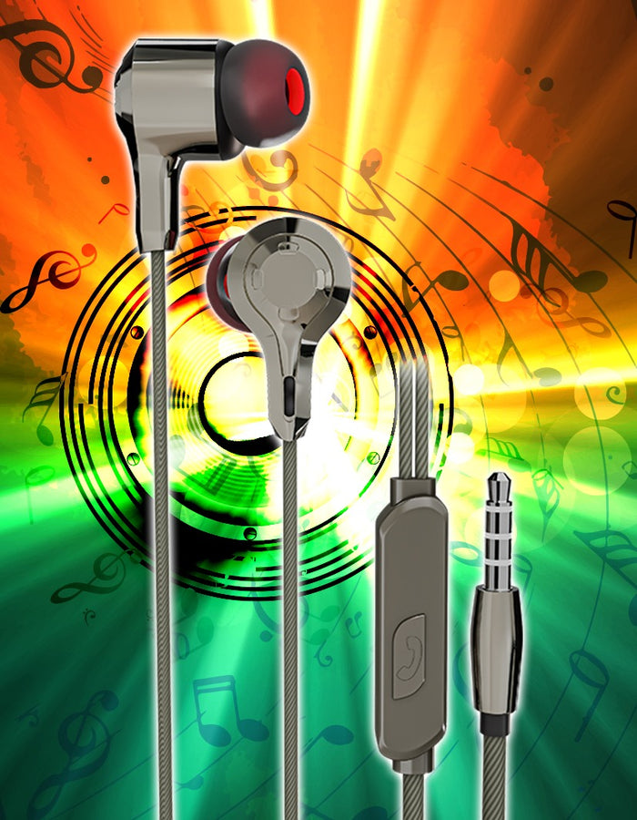 FONACC Rockstar Wired Earphone with Mic, 3.5mm Jack, 10mm Dynamic Drivers for Rich Bass, Lightweight and Durable Design